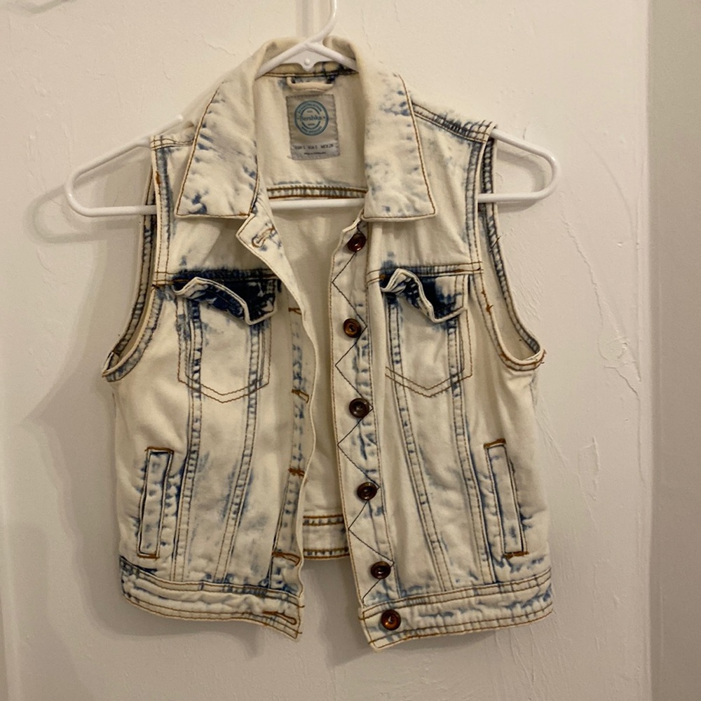 Bershka size S acid wash denim vest